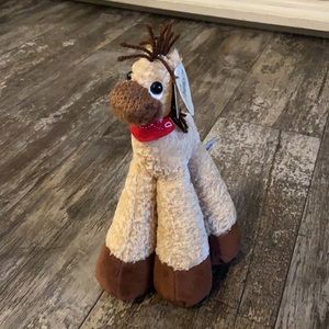Bestever Long Leg Plush Horse Funny Feet Stuffed Yarn Hair Pony Red Bandana 12"